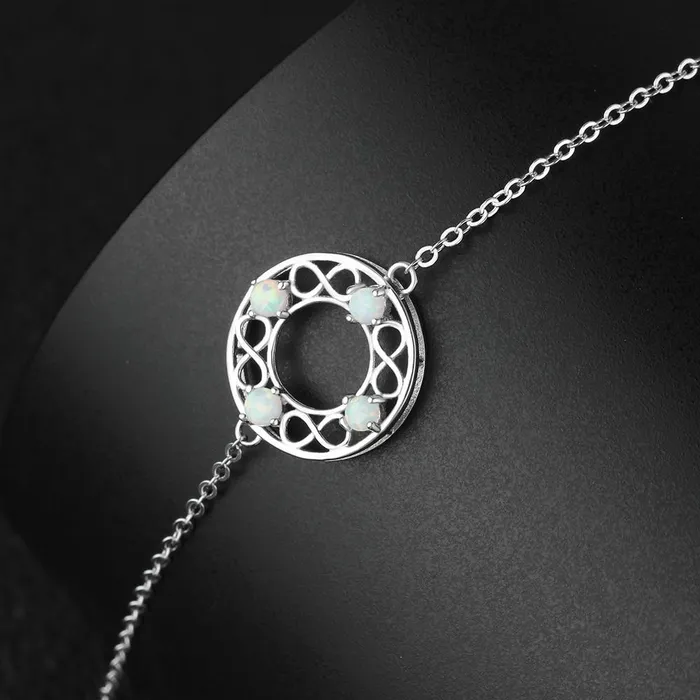 Rings Personalized Jewel Infinity Love Hollow Round Milky Opal Stone Bracelets Bangles 925 Sterling Silver Bracelets For Women