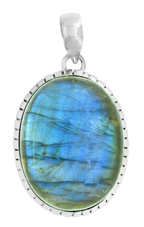 Solid 925 Sterling Silver Labradorite Gemstone Pendant Fashion Women Chain Necklace Jewelry 18 YoTreasure Necklaces