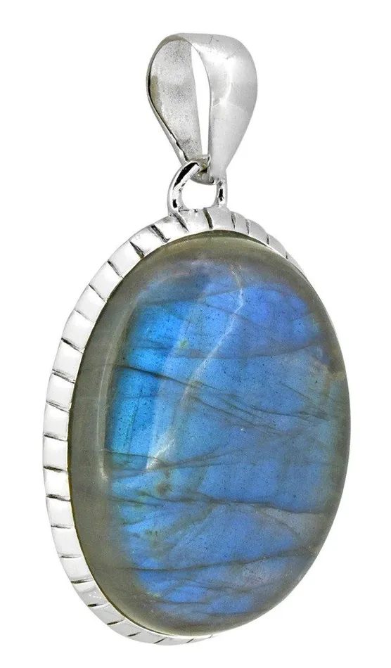 Solid 925 Sterling Silver Labradorite Gemstone Pendant Fashion Women Chain Necklace Jewelry 18 YoTreasure Necklaces