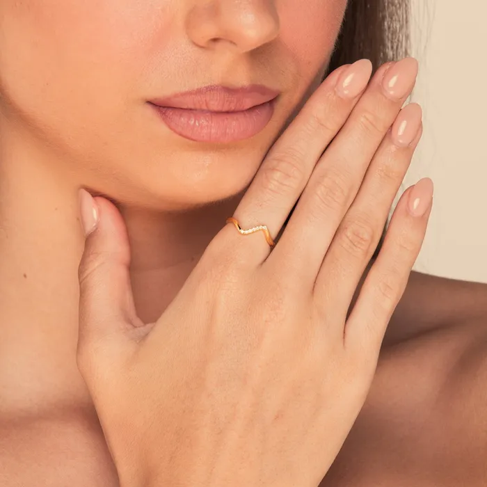 The Belle Wave Sapphire Engagement Ring Camile Stone Rings