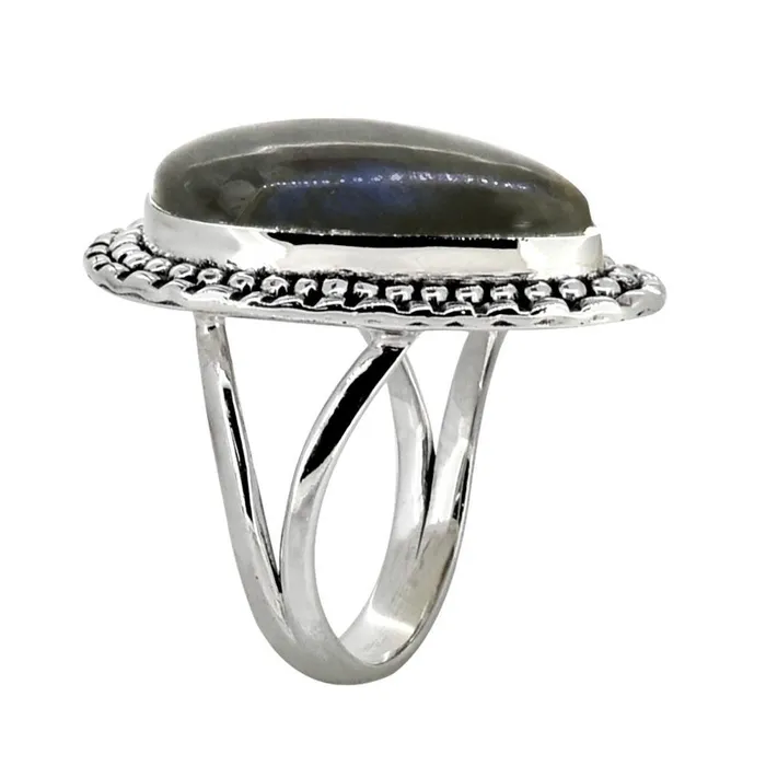 YoTreasure Labradorite Solid 925 Sterling Silver Split Shank Ring Jewelry Rings