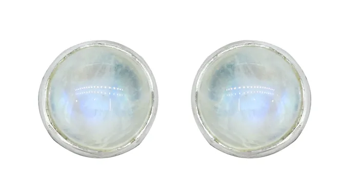 YoTreasure Rainbow Moonstone 925 Sterling Silver Stud Earrings Earrings
